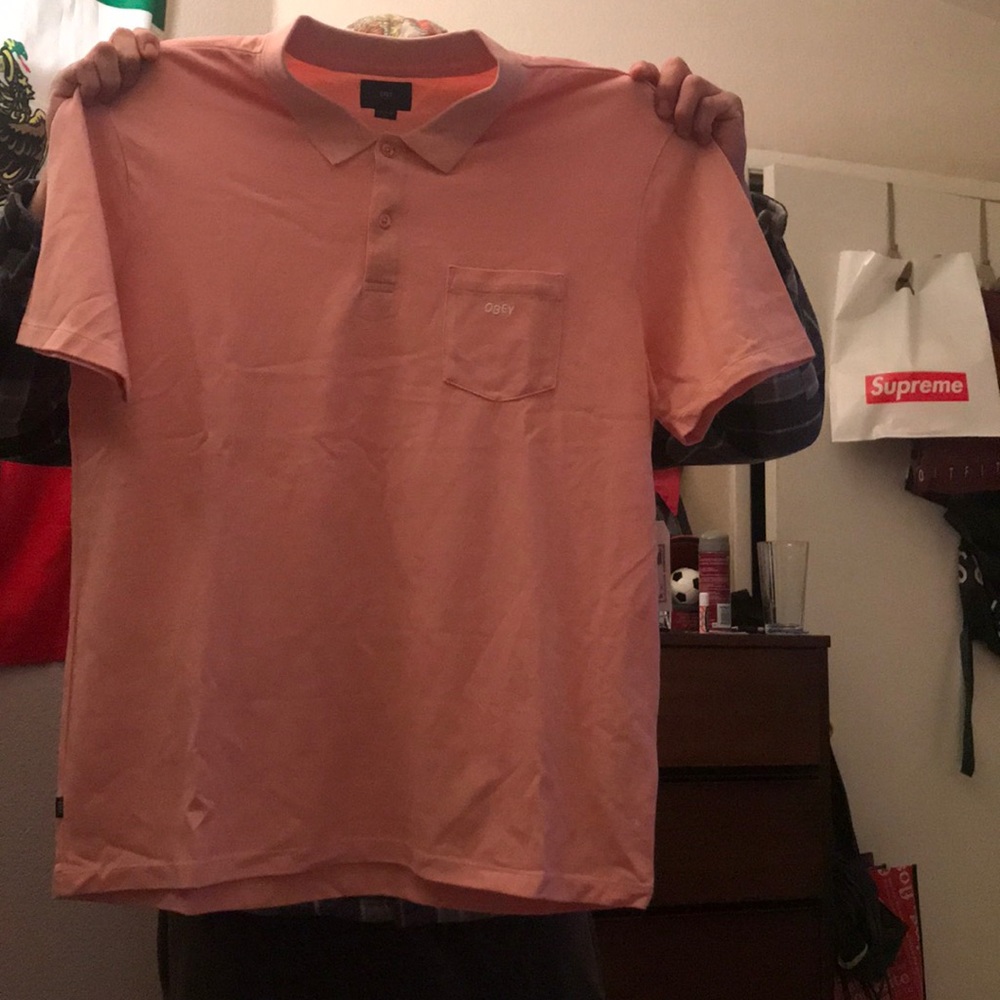 Men’s pink obey polo
